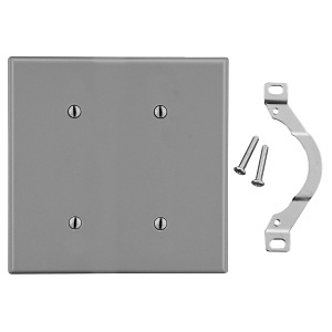 Hubbell P24GY 2-Gang Dual Strap Mount Wall Plate, Gray
