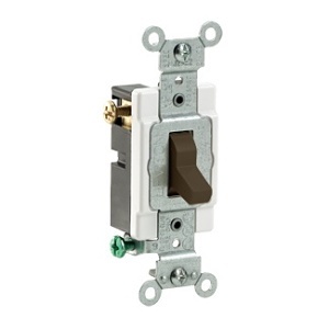 Leviton CS320-2 Quiet Toggle Switch, Commercial Spec Grade, 3-Way, 20A, 120/277V, Brown