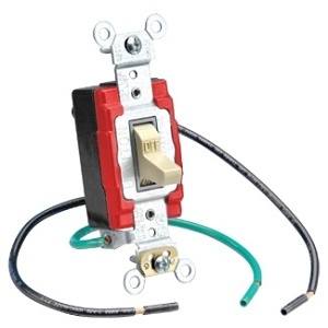 Leviton 1243-I Toggle Switch with Wire Lead, 20A, Single-Pole, Quiet Switch, Heavy Duty Spec Grade, Grounding, Ivory