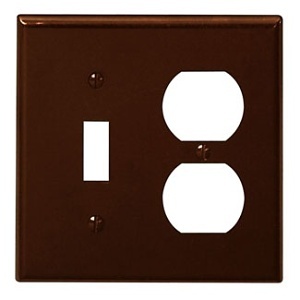 Leviton 85005 Wall Plate, Standard Size, Brown, Two Gangs with One Toggle and One Duplex Configuration