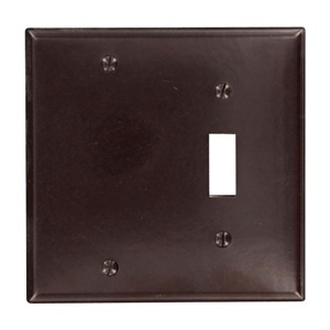 Leviton 85006 Wall Plate, Standard Size, 2 Gangs, 1 Toggle and 1 Blank, Brown