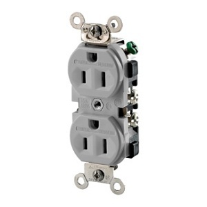 Leviton TWR15-GY Weather-Resistant Tamper-Resistant Duplex Receptacle, 15A 125V, Gray
