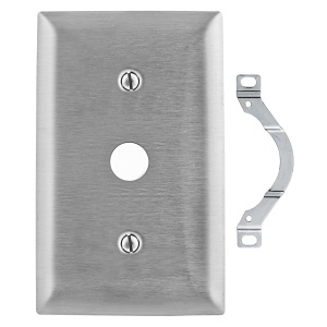 Hubbell SS12 1-Gang Telephone Wall Plate, Stainless Steel