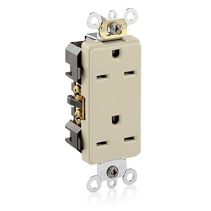 Leviton 16662-I Decora Plus Duplex Receptacle / Outlet, Commercial Grade, Self-Grounding, 15A, Ivory
