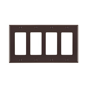 Leviton 80412-N Wall Plate, Standard Size, 4-Gang Decorator Style, Brown