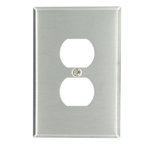 Leviton 84103 Oversized 1-Gang Stainless Steel Wall Plate, Satin Finish, Duplex Outlet