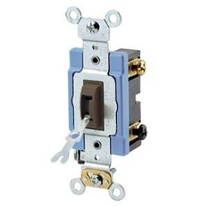 Leviton 1203-2L Toggle Switch with Locking, 3-Way, 15A, Quiet Switch, Industrial Grade, Brown