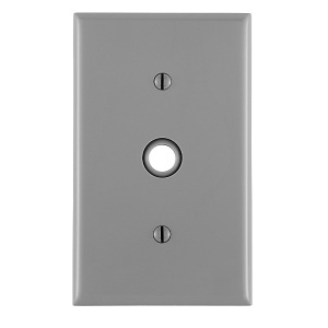 Leviton 80718-GY 1-Gang Cable 0.406" Diameter Hole Wallplate, Gray
