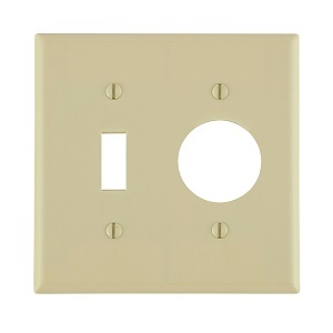 Leviton 86007 Wall Plate, Two-Gang, One Toggle and One Single Receptacle, Ivory