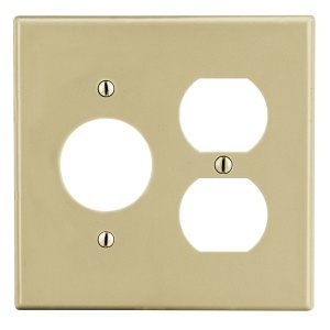 Hubbell P78I Wall Plate, Ivory, Two Gangs, 1.40-Inch Opening
