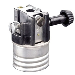 Leviton 7070-M Medium Base Interior Only, Shell Incandescent Lampholder, Removeable Turn Knob, 2-Circuit