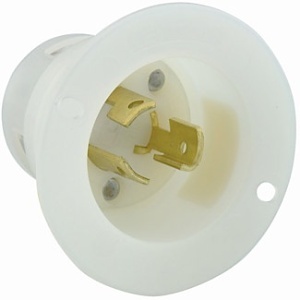 Leviton 4716-C Flanged Inlet 15A 125V, 2-Pole 3-Wire, L5-15P, White