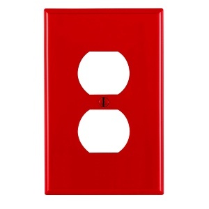 Leviton PJ8-R Wall Plate, 1-Gang, Duplex Receptacle, Midway, Thermoplastic, Red