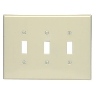 Leviton 86111 Wall Plate, Oversized Ivory, Accommodates Three Toggle Switches