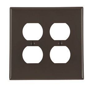 Leviton PJ82 2-Gang Midway Size Duplex Receptacle Wall Plate, Brown