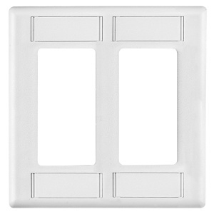 Hubbell IMFP2W 2-Gang Wall Plate with Decorator Openings, White