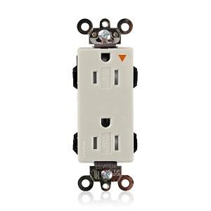 Leviton MT162-IGT Lev-Lok Decora Plus Duplex Receptacle, 15A, 125V, Light Almond