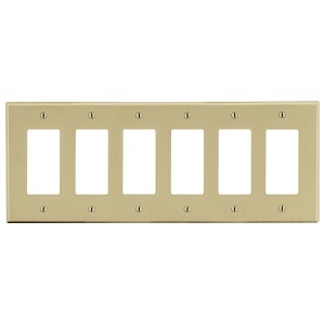Hubbell P266I 6-Gang Decora Wall Plate, Ivory
