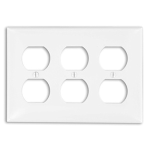 Leviton 80730-R Wall Plate, 3-Gang, Duplex, Nylon, Red