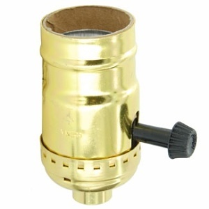 Leviton 7070-PG Incandescent Lampholder for Controlling 2-Sockets, Medium Base Complete, Removable Turn Knob, 2-Circuit, 1/8 IPS Tapped Bushing, Aluminum Shell, Brass