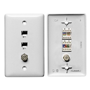 Hubbell NS790W Wall Plate, 1-Gang, 6P4C CAT5E Female Connector, White