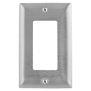 Hubbell SSJ26 Wall Plate, Jumbo 1-G GFCI, Stainless Steel