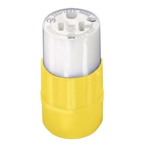 Leviton 5369-CY Connector, 20A 125V 2-Pole 3-Wire, Yellow