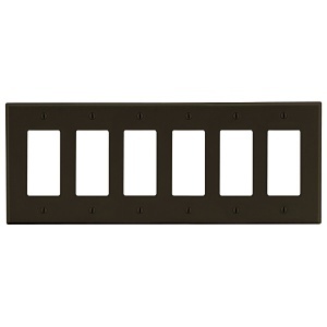 Hubbell P266 6-Gang Decora Wall Plate, Brushed Finish