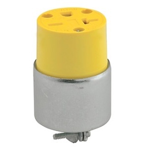 Leviton 620CA 20A, 2P, 3W, Connector, Straight Blade, Commercial Grade, Armored, Grounding, Steel