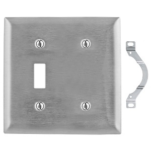 Hubbell SS114 2-Gang Stainless Steel Wall Plate with Blank Section