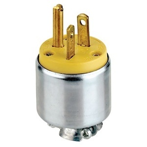 Leviton 520PA Connectors, 20A 125V 2-Pole 3-Wire Plug, Yellow