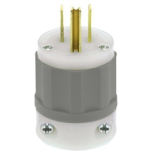 Leviton 5266-CG Power Plug, 2 Poles, 3 Wires, 15A, 125V, RoHS Compliant, Gray