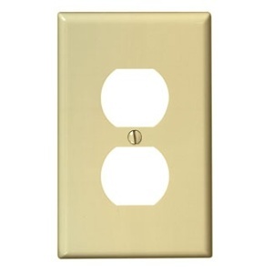 Leviton PJ8-I Midway Size 1-Gang Duplex Outlet Wallplate, Ivory