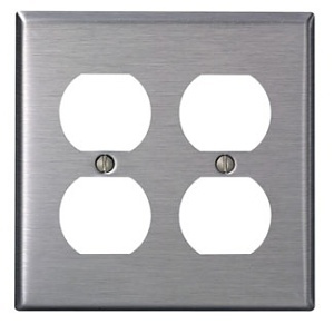 Leviton SSJ82-40 2-Gang Duplex Outlet Wall Plate, Satin 302 Stainless Steel
