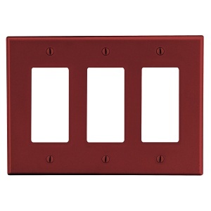 Hubbell P263R Wall Plate, Red, Three-Gang Setup