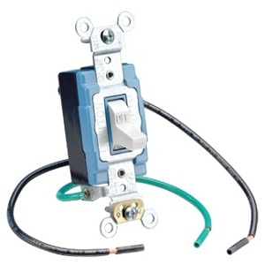 Leviton 1242-W 15A 120/277V 3-Way Toggle AC Quiet Switch, Heavy Duty Spec Grade, Grounding, Wire Lead 6" Wired, White