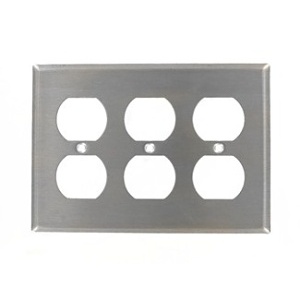 Leviton 84030-40 3-Gang 302 Stainless Steel Duplex Wall Plate, Standard and Weatherproof