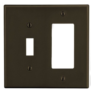 Hubbell PJ126 Wall Plate, Two Gangs, One Toggle and One Decorator Configuration