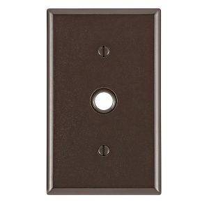 Leviton 85018 1-Gang .406" Cable Outlet / Receptacle Wallplate, Standard Size, Thermoset, Brown