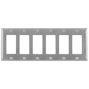 Hubbell SS266 6-Gang GFCI Wall Plate, Stainless Steel