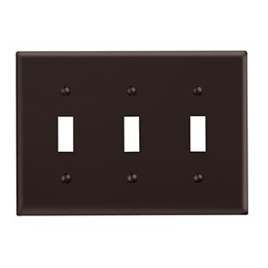 Leviton 85011 Wall Plate, 3-Gang, 3 Toggle, Standard Size, Brown