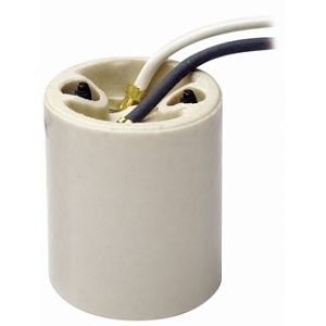 Leviton 10085-5 Incandescent Lampholder, Medium Base, Keyless, Mounting Bushings, Single Circuit, Back Wired, One-Piece, Glazed Porcelain