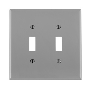 Leviton PJ2-GY 2-Gang Toggle Wall Plate, Midway Size, Thermoplastic, Gray