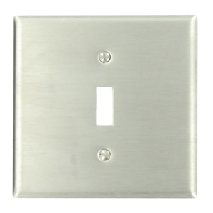 Leviton 84040-40 2-Gang Stainless Steel Metal Wall Plate, Satin Finish, Single Toggle