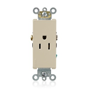 Leviton 16251-I Decora Plus Single Receptacle / Outlet, Commercial Grade, Self-Grounding, 15A, Ivory
