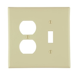 Leviton PJ18-I 2-Gang Midway Size Wall Plate, Duplex and Toggle Configuration, Ivory