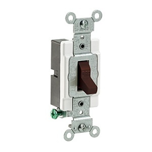 Leviton CS115-2 15A Toggle Switch, Single-Pole, Quiet Switch, Commercial Spec Grade, Brown