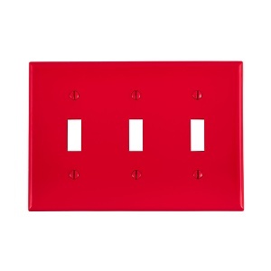 Leviton 80711-R Wall Plate, 3-Gang, Toggle Switch, Thermoplastic, Red