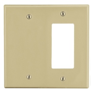 Hubbell PJ1326I Wall Plate, Ivory, Two Gangs with One Decorator Opening and One Blank Space