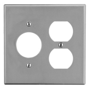 Hubbell P78GY 2-Gang Wall Plate, Duplex Outlet, 1.40-Inch Opening, Gray